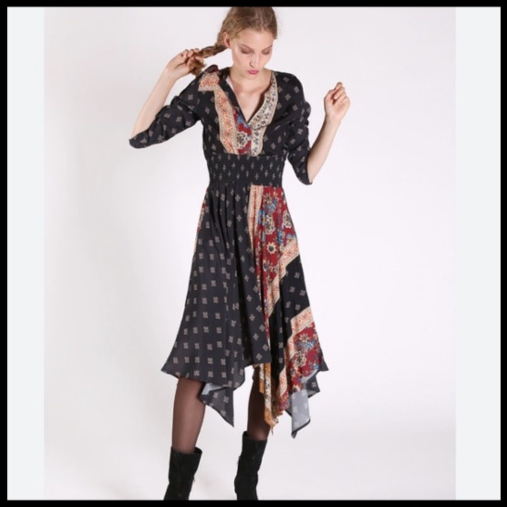 Desigual Gelia Bohemian Patchwork Handkerchief Midi Dress Size EU40/US 6 - NWT